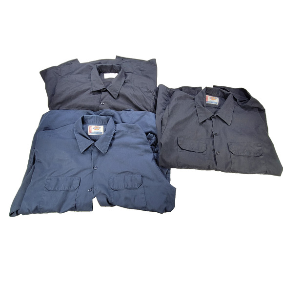 Vintage Dickies Shirts Mens Sz XL Blue Black Lot of 3 Gorpcore Workwear Mechanic - Picture 1 of 8